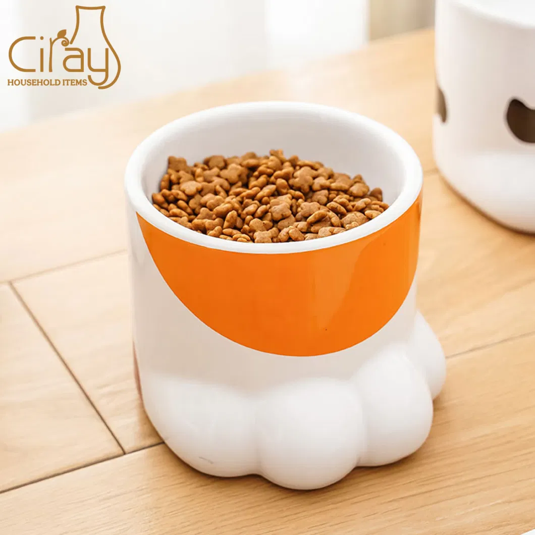 Creative Very Cute Raised Ceramic Pet Bowl Cat Feeder