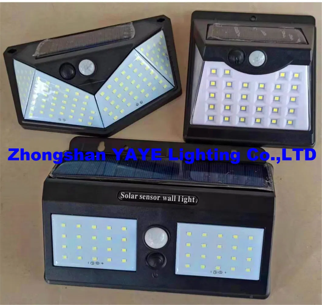 Yaye 2021 Hottest Sell Outdoor Waterproof IP65 Motion Sensor Solar LED Garden Wall Light with Lithium Battery for Home/Office/Path/Courtyard