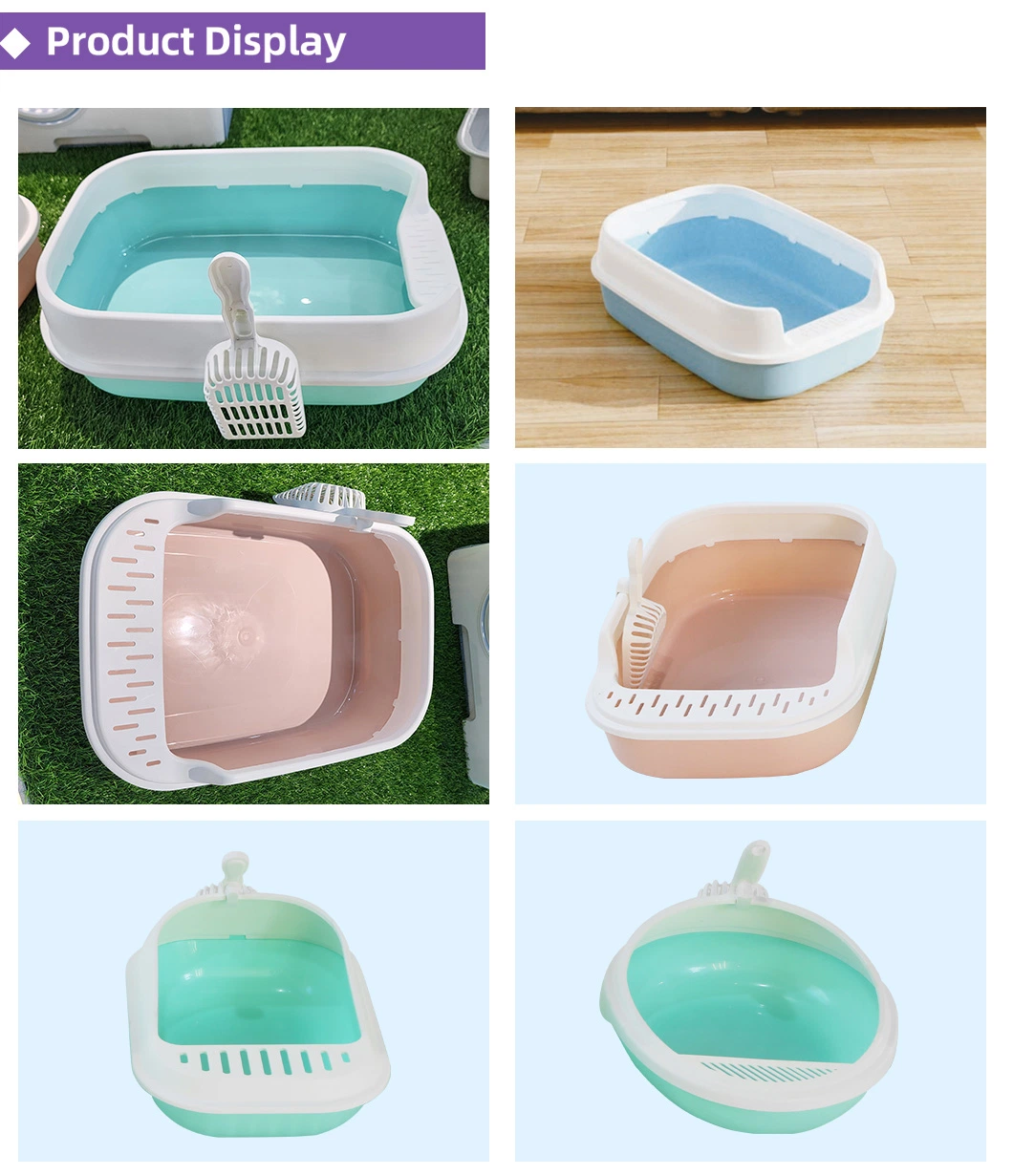 Factory Durable Cat Litter Tray Sandbox Plastic Semi-Closed Large Space Anti-Splash Cat Litter Box