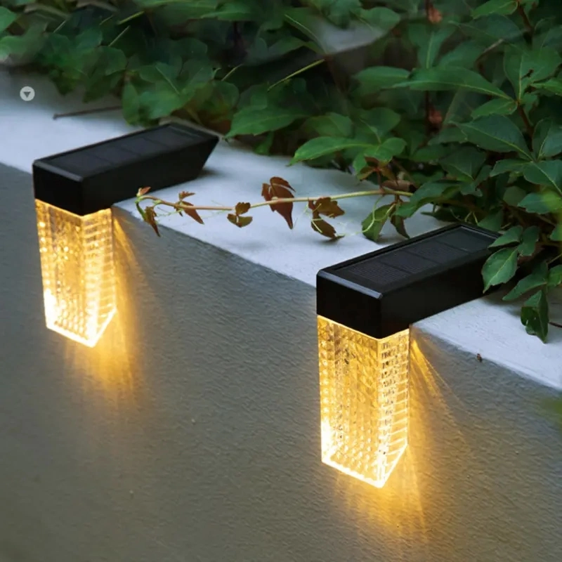 Outdoor Solar Deck Light Sunlight RGB Gradient Decor Stair Fence Right-Angle Lamp