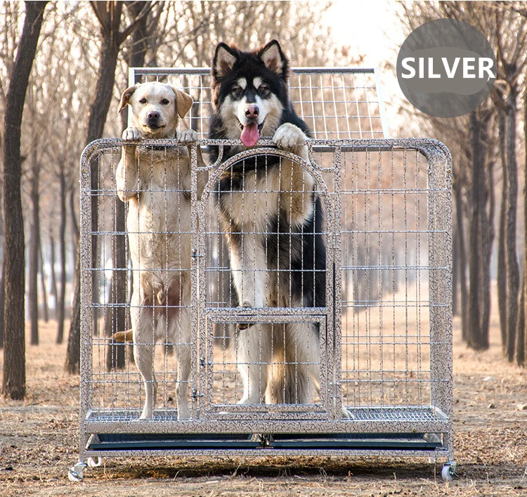 Customize Extra Large Double Doors Skylight Dog Cage Durable Bold Large Pet Dog Crate Movable Dog Cage