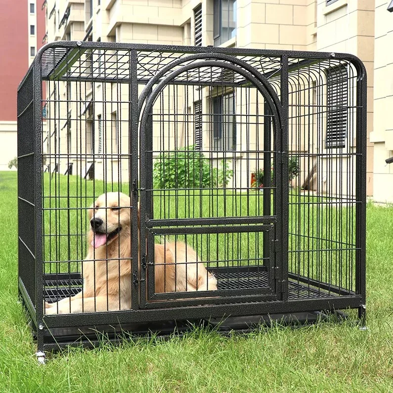 Customize Extra Large Double Doors Skylight Dog Cage Durable Bold Large Pet Dog Crate Movable Dog Cage