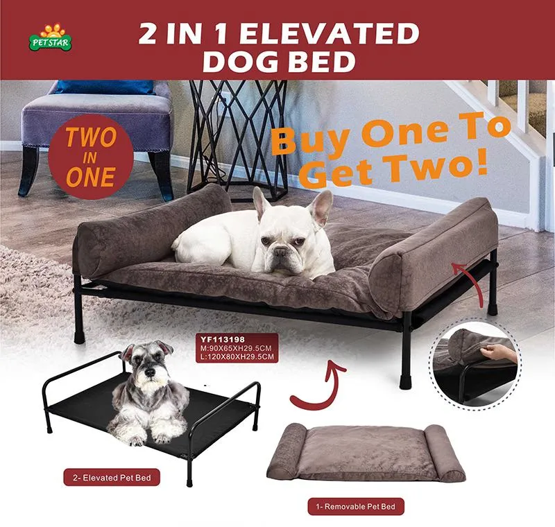 2 in 1 Removable Pet Elevated Outdoor Bed Oil Proof Antifouling Waterproof Raised Dog Bed
