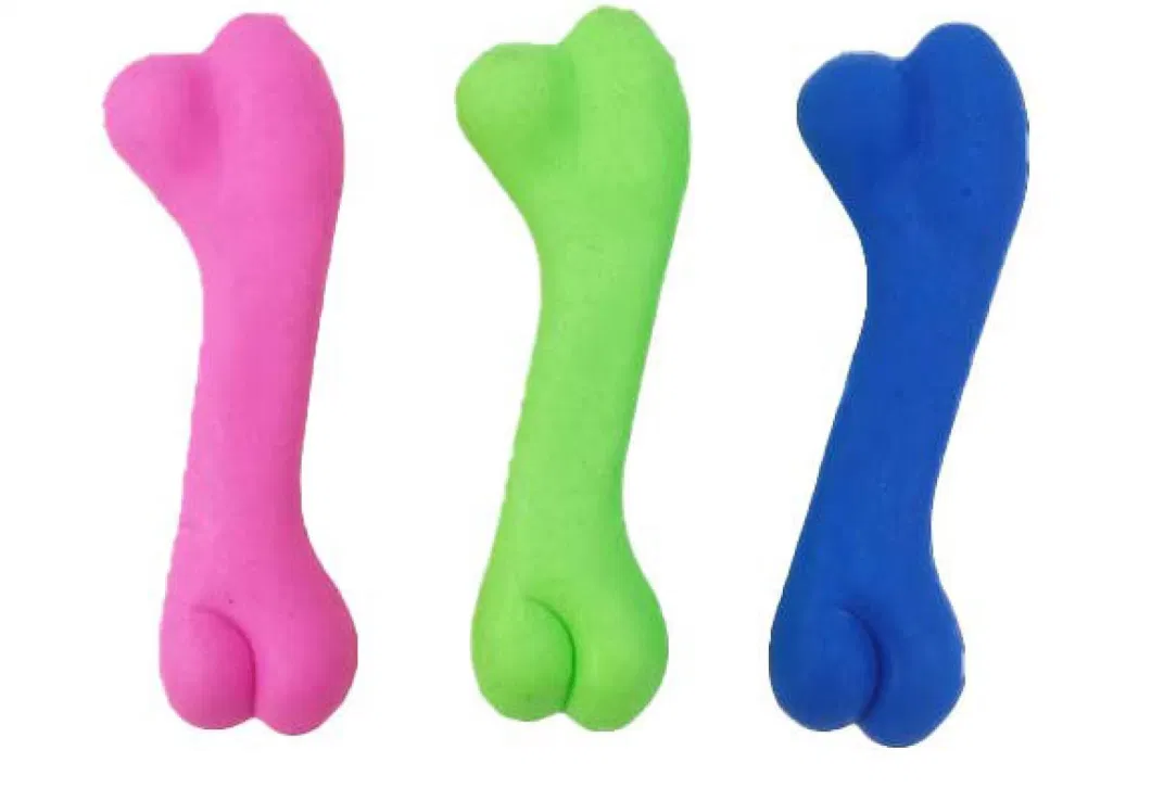 Newest Colorful Sturdy Bone Shape Rubber Pet Dog Chew Toy