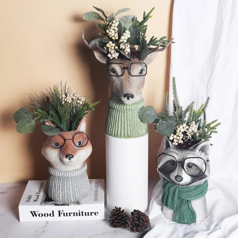 Forest Animal Flower Pot Vase Garden Patio Ornament