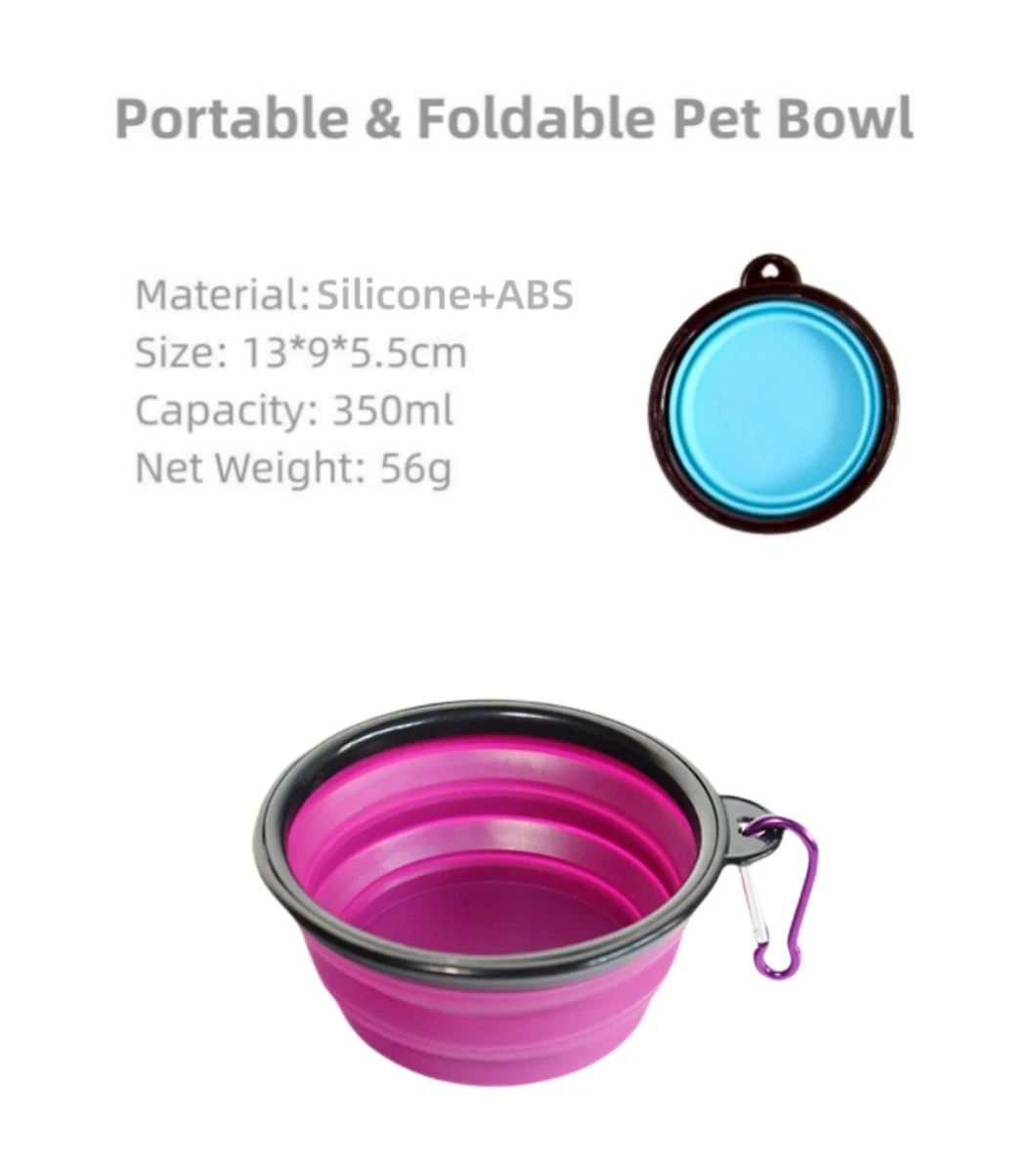 Silicone Pet Bowl Travel Collapsible Folding Dog Bowl