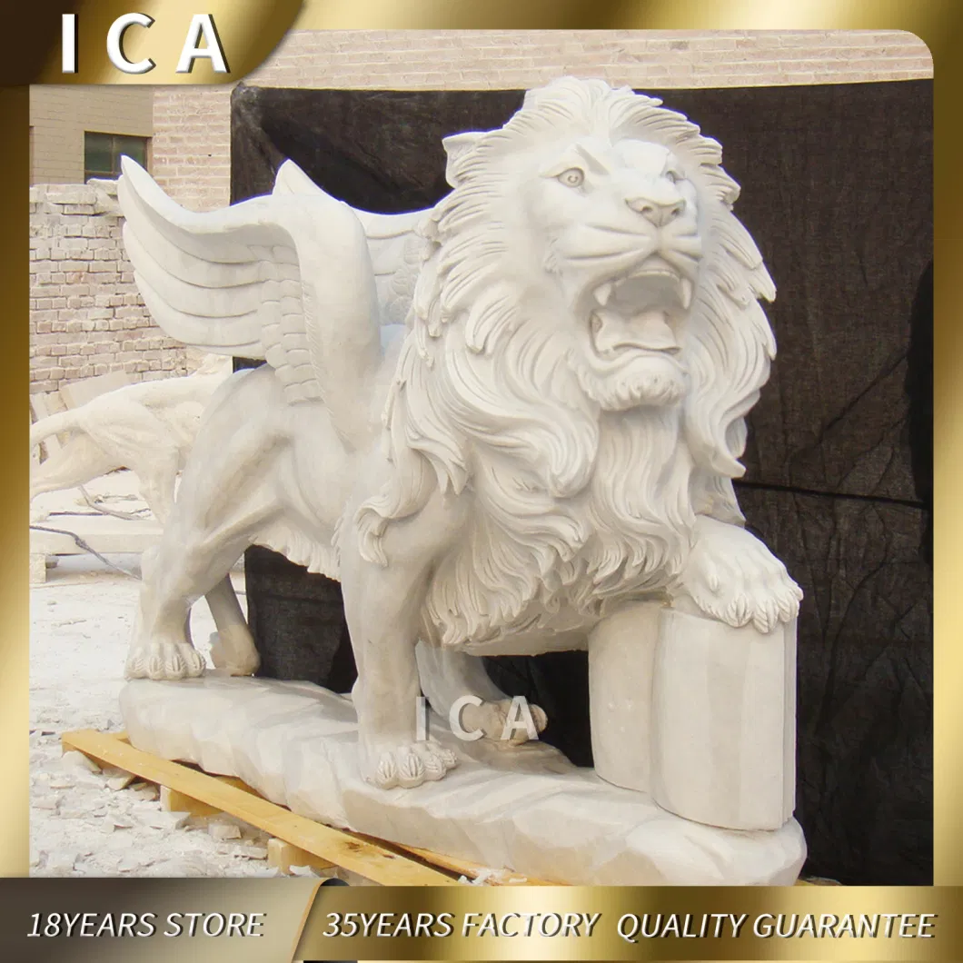 Life Size Outdoor Decoration Carving Marble Lying Lion Statue