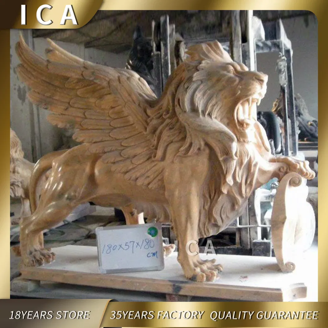 Life Size Outdoor Decoration Carving Marble Lying Lion Statue