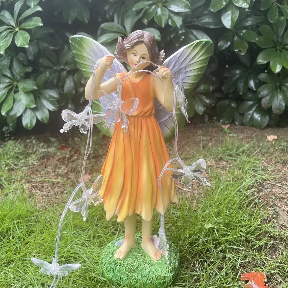 Outdoor Garden Decorative Resin LED Solar Light Fairy Statue