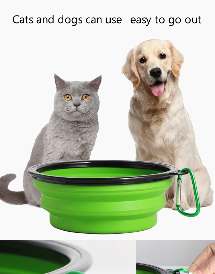 Portable Collapsible Pet Bowl Outdoor Eco-Friendly Pet Slow Feeder Dog Cat Bowl Travel Silicone Feeding Foldable Pet Bowl