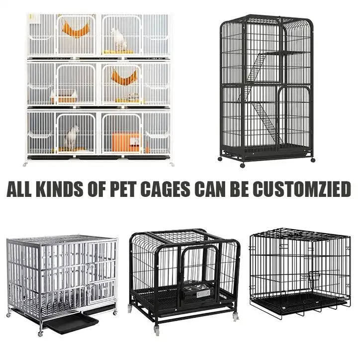 Stainless Steel Square Kennel Metal Durable Outdoor Large Folding Pet Dog Cat Cage