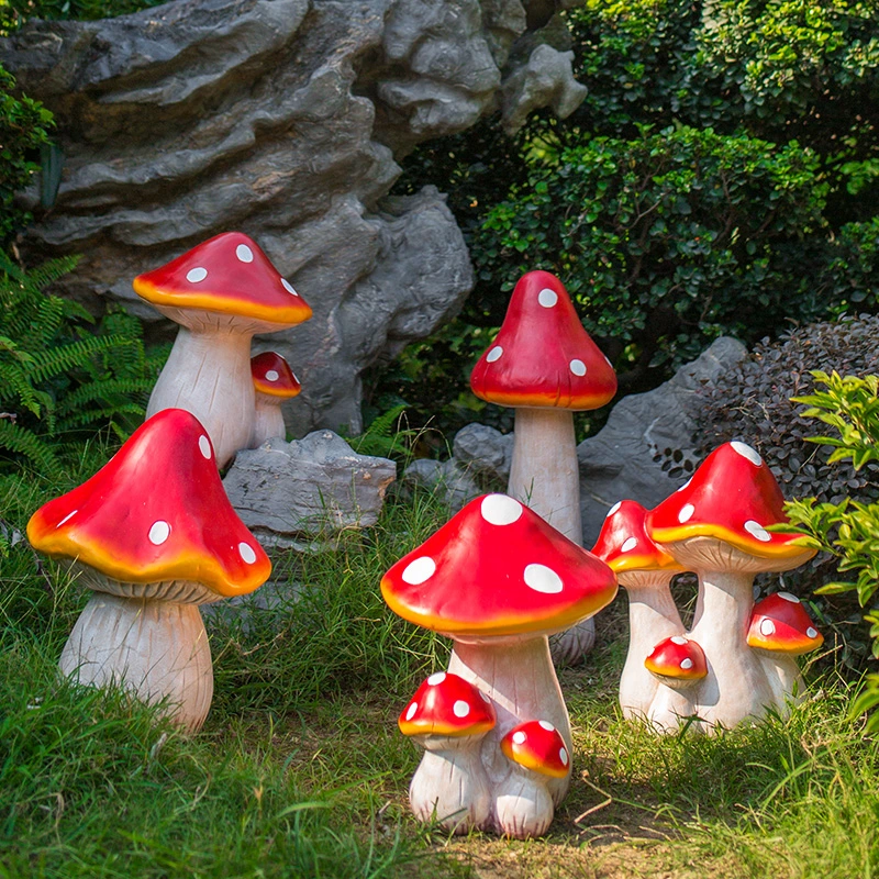 Fiberglass Sculpture Garden Decor Sculpture Mushroom Props Supply Factory