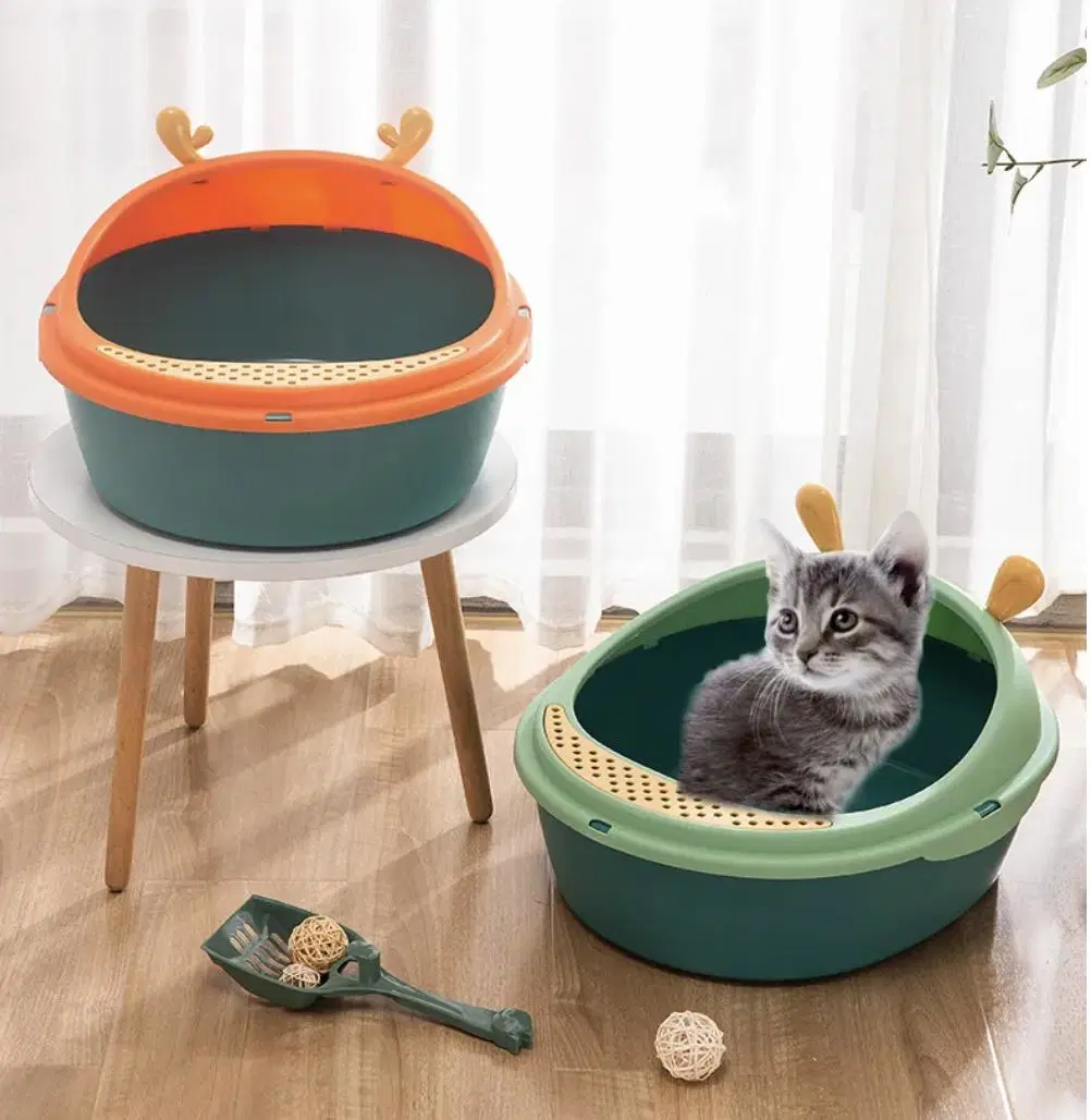 Factory Supply Discount Price Easy to Clean Semi-Closed Cat Litter Box