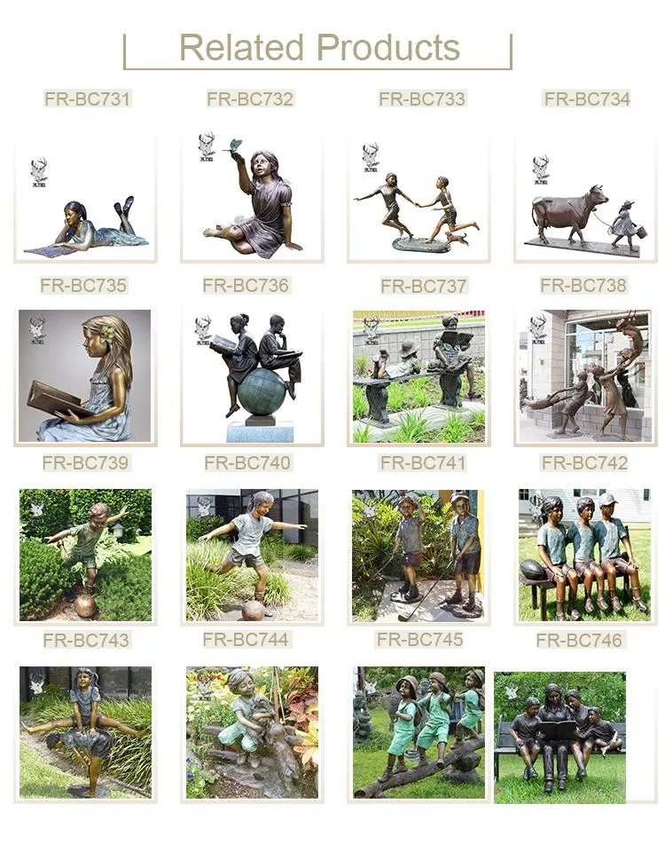 Factory Art Foundry Bronze Life Size Figure Children Sculpture Outdoor Garden Metal Crafts Boy and Girl Statue Sitting on a Log Holding a Turtle