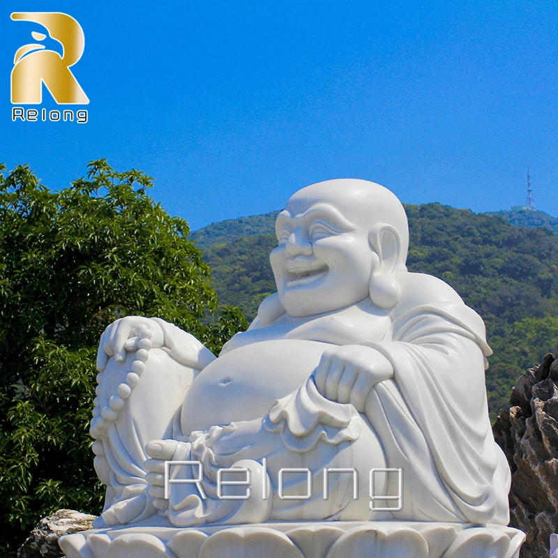 Large Outdoor White Marble Laughing Buddha Statue