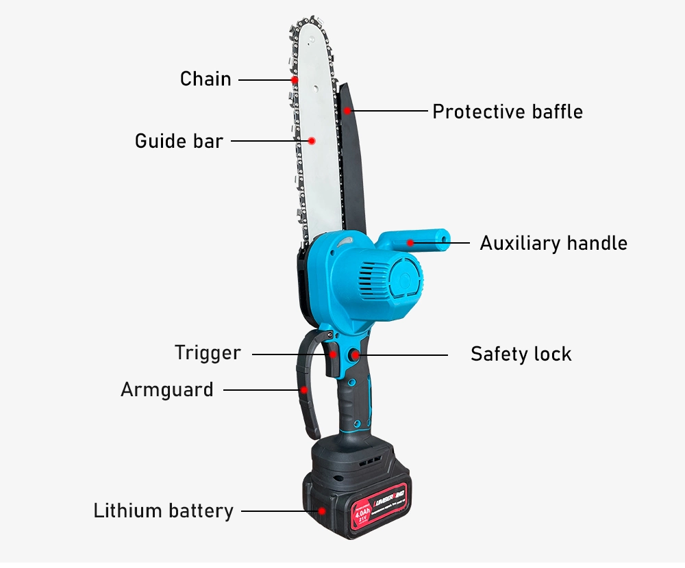 Auston Cordless 21V 12 Inch Brushless Electric Battery Powered Chainsaw for Wood