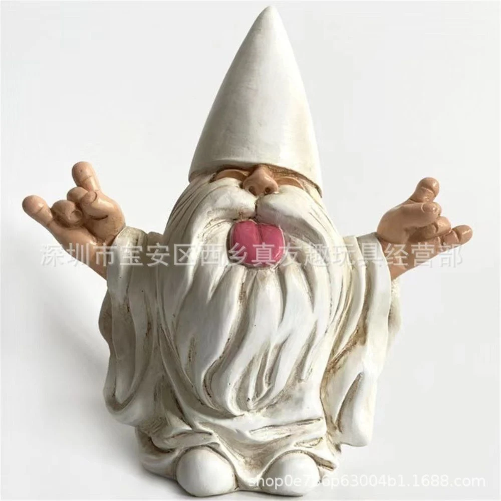 White Wizard Gnome Smoking Middle Finger Garden Yard Lawn Ornament Ci25212