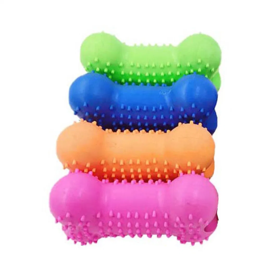 Newest Colorful Sturdy Bone Shape Rubber Pet Dog Chew Toy