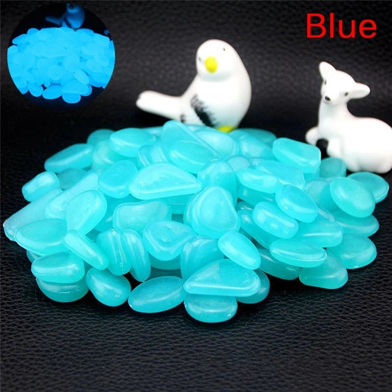 10PCS/Lot Luminous Pebbles Rocks Garden Ornaments Stone Glow in The Dark Garden for Walkways Fish Tank Decorations