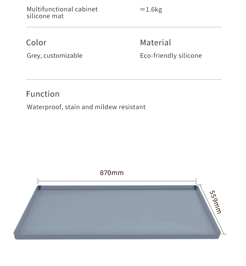 Custom Large Size Mat Easy to Clean Gray Silicone Mat for Pets