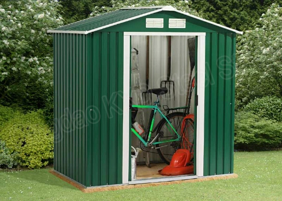 4FT X 8FT Flat Roof Outdoor Square Tube Storage Metal Garden Yard Tool Shed