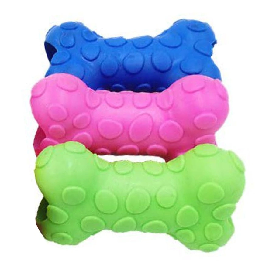 Newest Colorful Sturdy Bone Shape Rubber Pet Dog Chew Toy