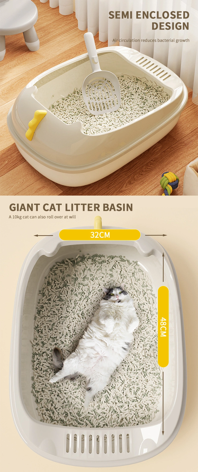 Large Cats Self Cleaning Cat Litter Box Big Cat Toilet Litter Box