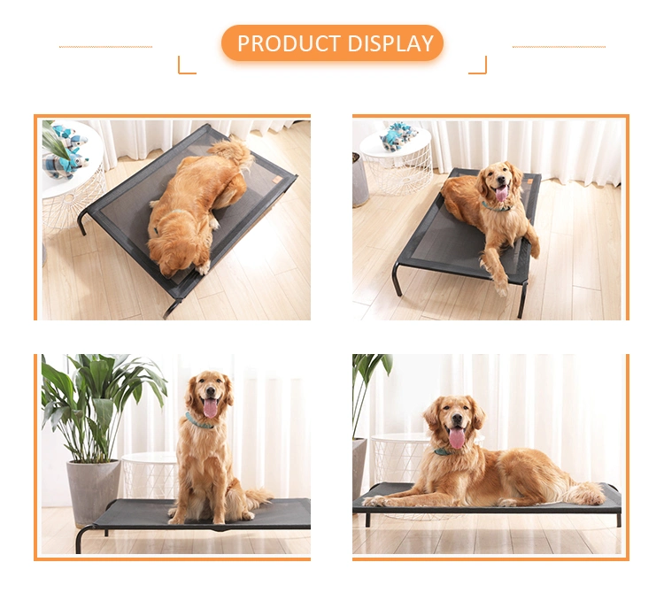 Elevated Dog Cot with Canopy Shade Outdoor Dog Bed Travel Bag Sturdy Steel Frame Raised Dog Cot