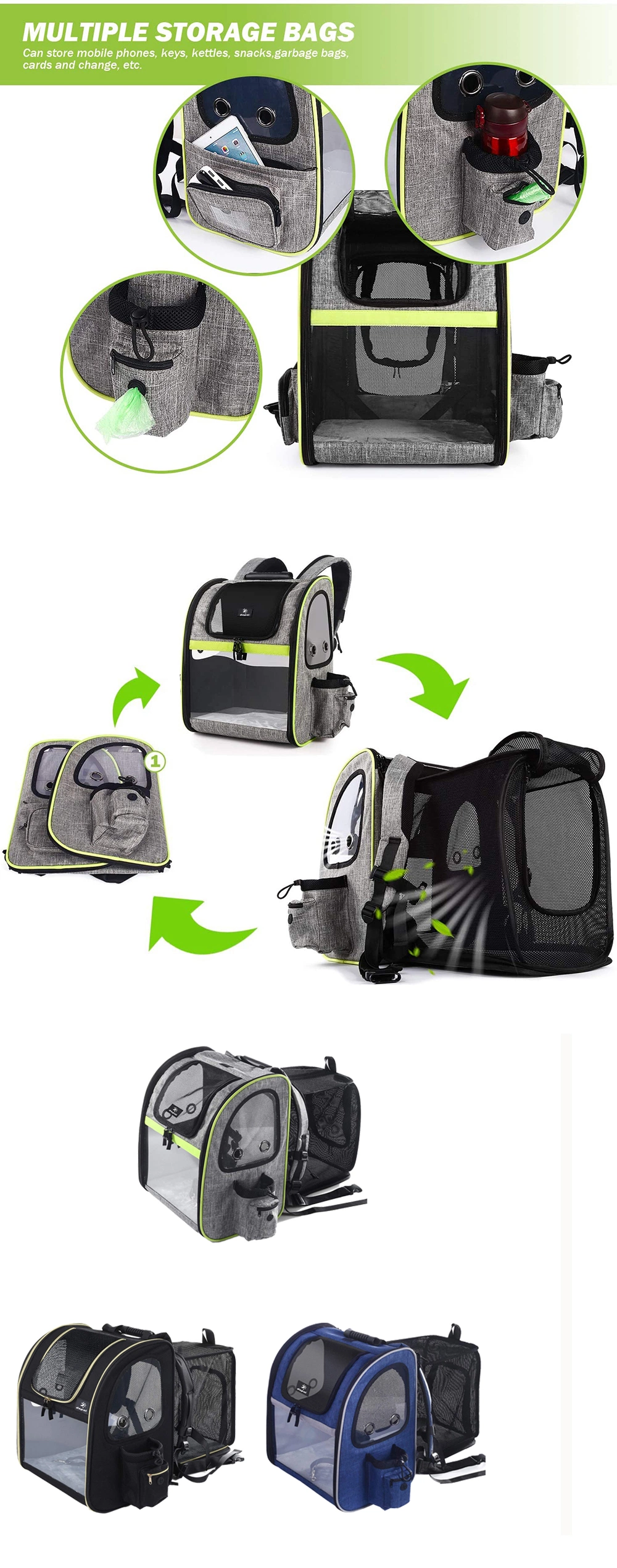 Pet Carrier Backpack, Dog Carrier Backpack, Expandable with Breathable Mesh for Small Dogs Cats Puppies, Pet Backpack Bag for Hiking Travel Camping Outdoor Hold