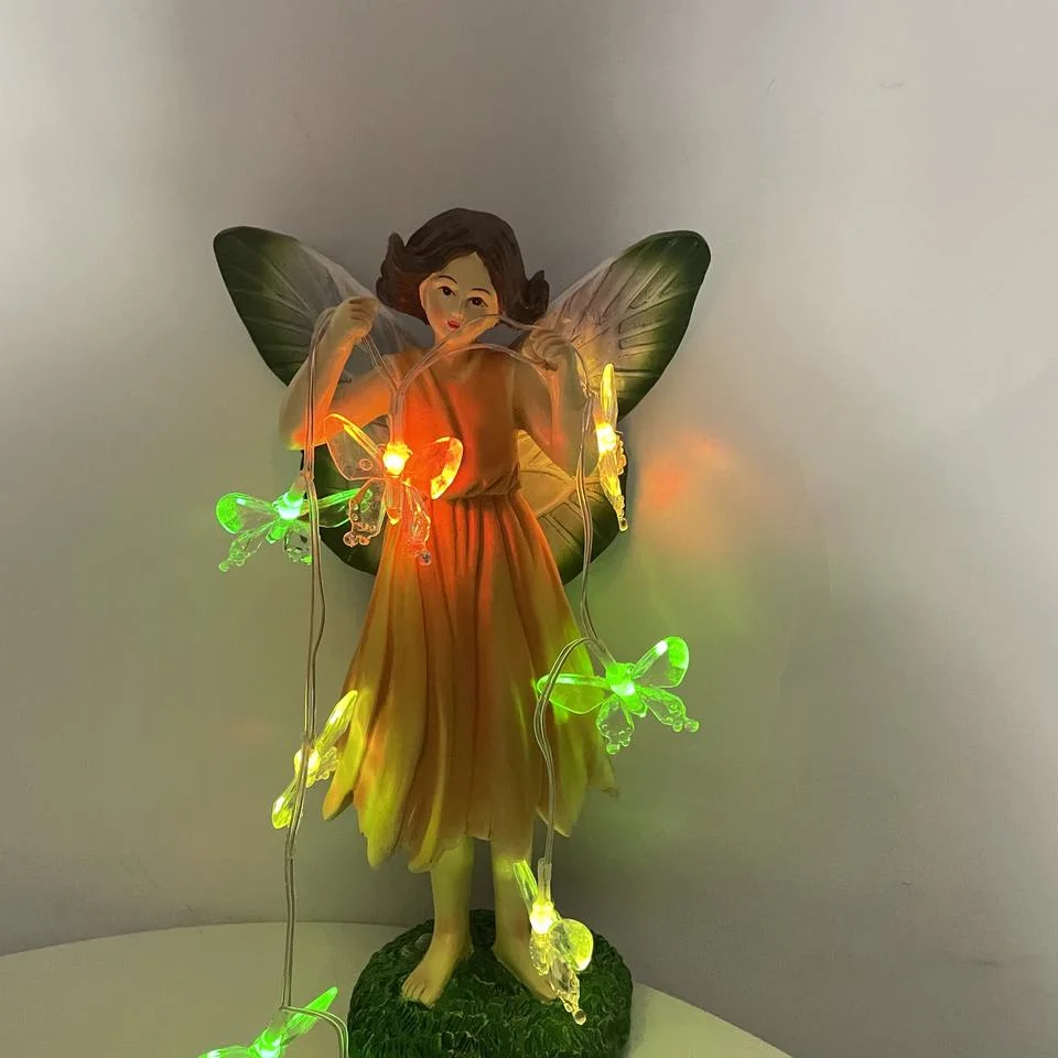 Outdoor Garden Decorative Resin LED Solar Light Fairy Statue