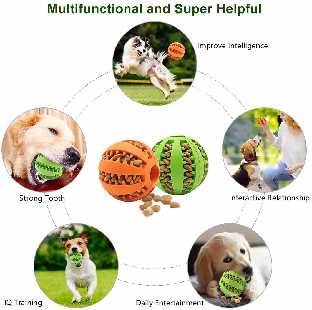 Rubber Indestructible Squeaky Treat Interactive Pet Ball Chew Dog Toy