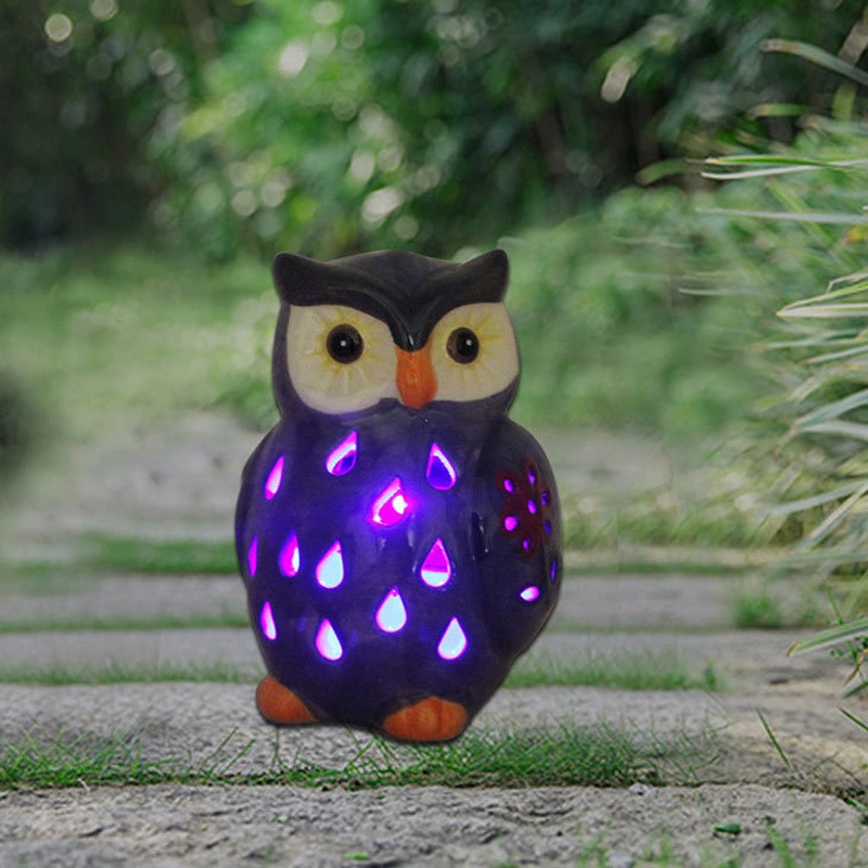 LED Light Solar Animal Owl Color Changing Garden Decorations Waterproof Wyz11902