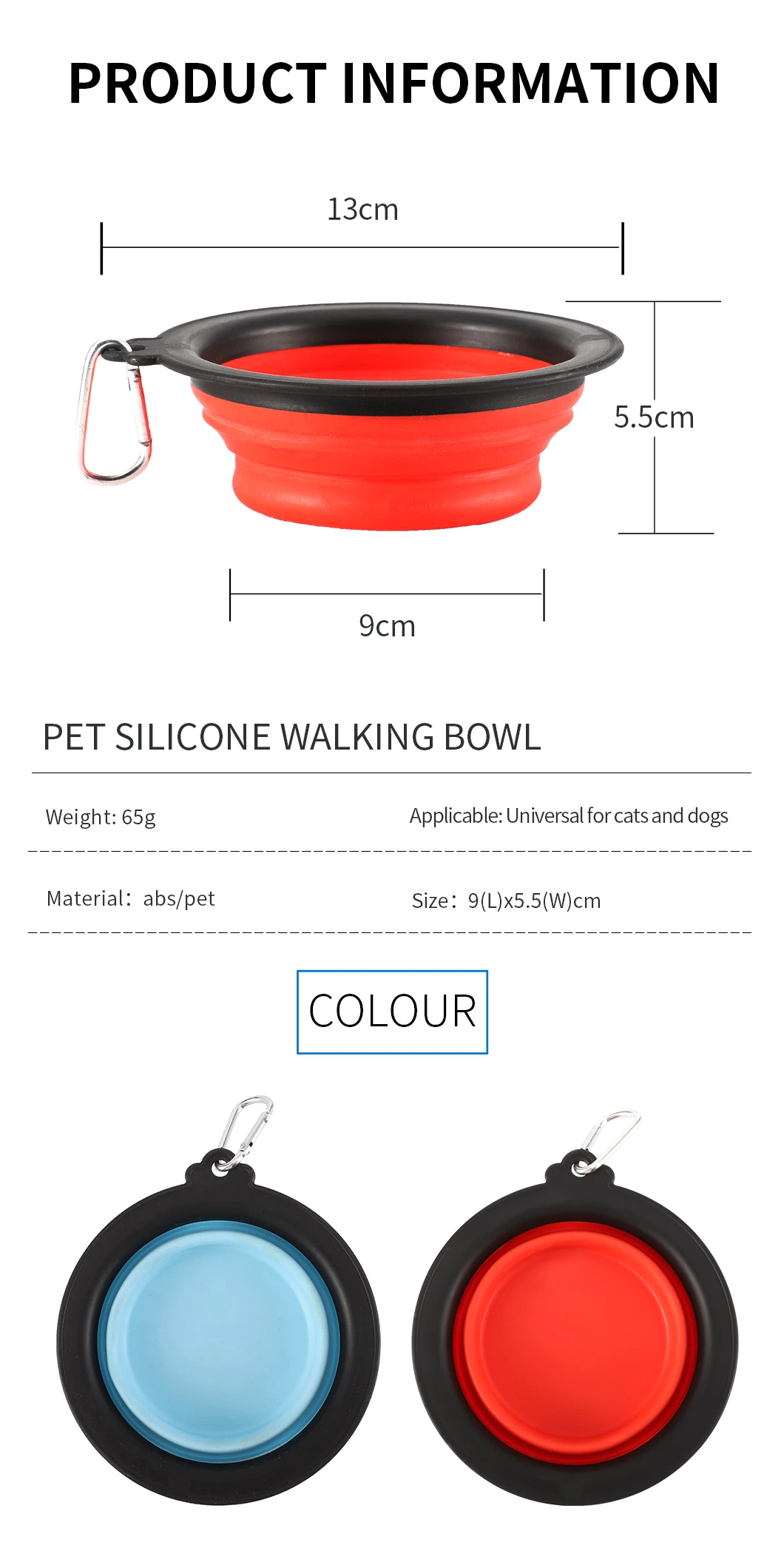 Collapsible Water Bottle Portable Dog Food Container Puppy Feeder Outdoor Travel Camping 350ml Silicone Pet Bowl