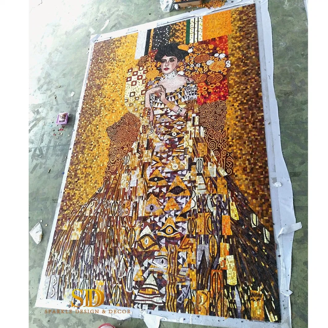 Luxury European Oil Painting in Glass Mosaic Patterns Glass Mosaic Mural Glass Mosaic Artwork for Wall Decor