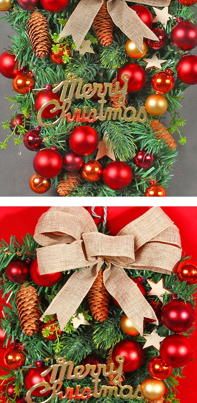 New Year Christmas Balls Artificial Garlands Wreaths Outdoor Decoration Christmas Party Ornaments