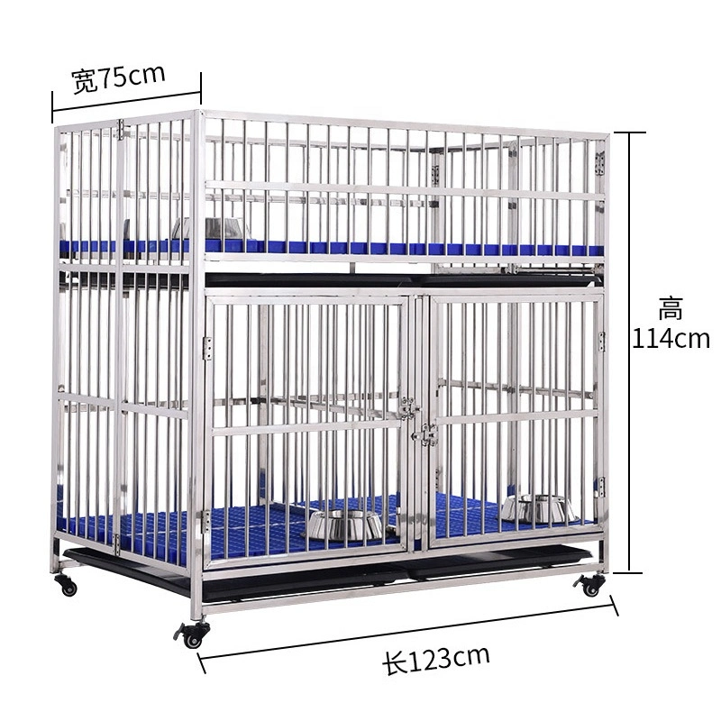 Durable Large Double Door Big Heavy Duty Furniture Foldable Stainless Dog Cage