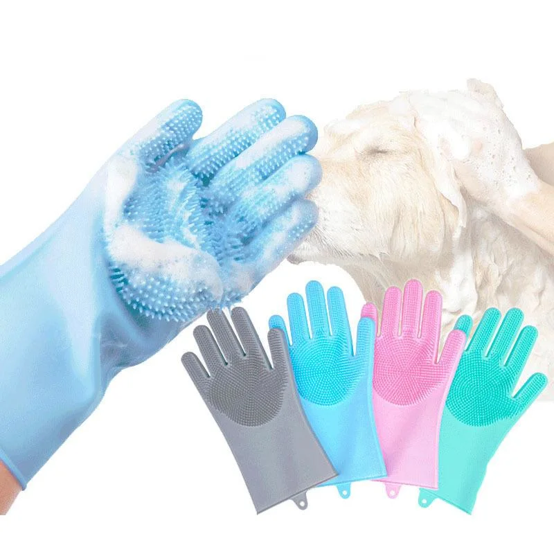 Pet Dog Cat Grooming Cleaning Magic Glove Silicone Pet Bath Grooming Glove