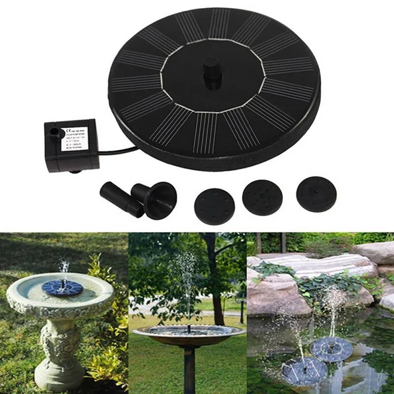 Solar Powered Spray Heads Pump Water Garden Fountain Pond Kit for Waterfalls Water Display