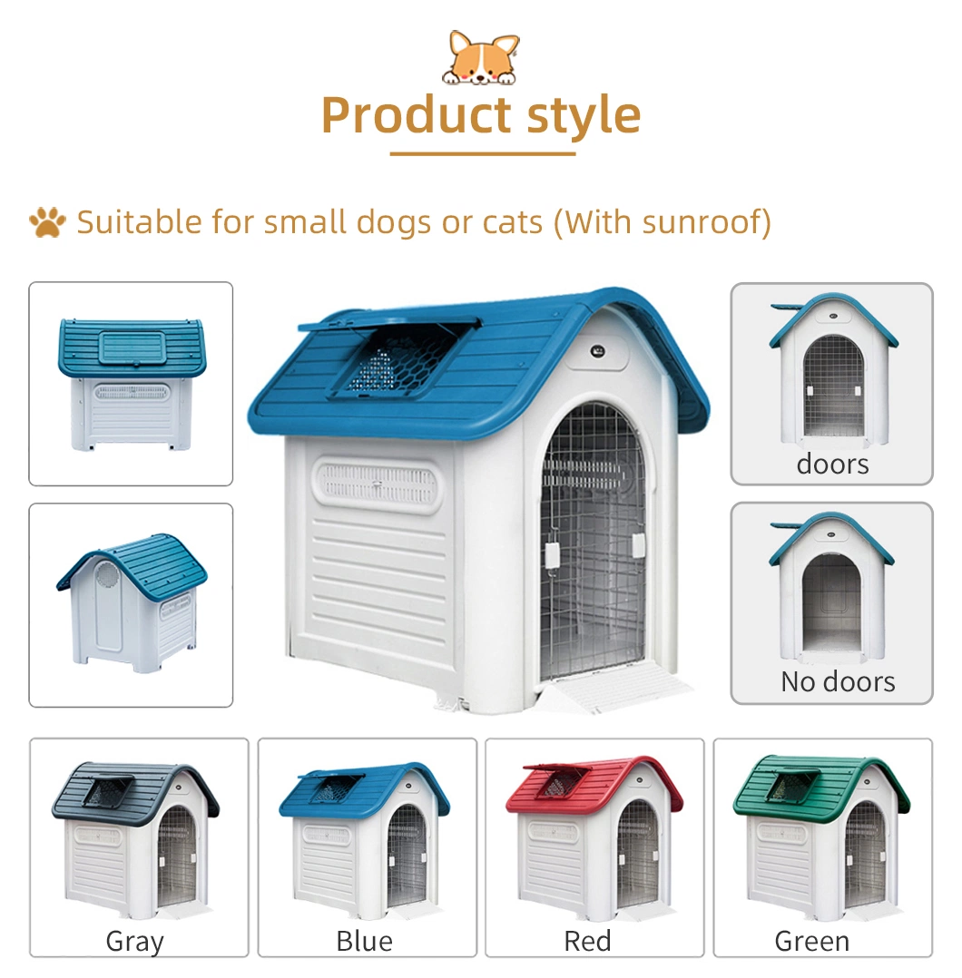 Plastic Dog House Roof Skylight Window Heated Dog Kennel Plastic Detachable Fashion Design Outdoor Kennel Pet Dog House