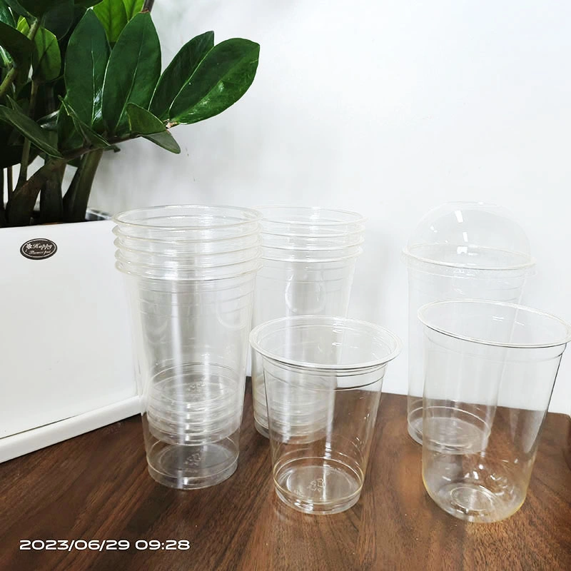 Gold Rimmed Plastic Biodegradable PLA Compostable Plastic Cup 9 Ounce Disposable Wine Glasses Cocktail Cups PLA Cup