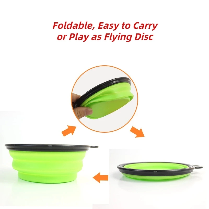 Portable Black Frame Dog Silicone Pet Foldable Water Bowl