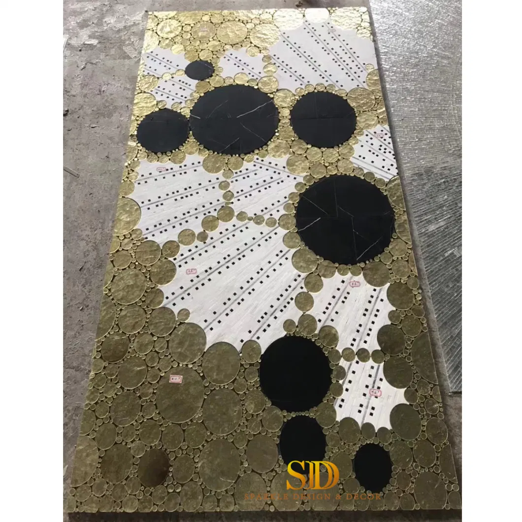 2021 Modern Gold Glass Mosaic and White Black Mosaic Pattern Modern Mosaic Pattern for Wall Decoration