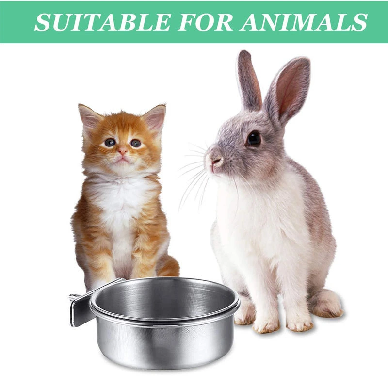 Dog Bowl Stainless Steel Pet Hanging Food Water Bowl Cage Feeding Cup Feeder for Dogs Cats Rabbits Birds Small Animal