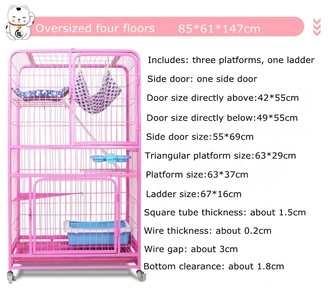 Wholesale 4 Floors Cat Dog Portable Iron Mesh Pet Animal Cages