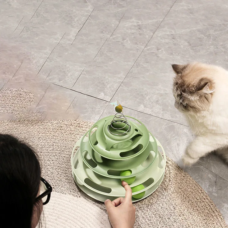 4 Layers Funny Turntable Crazy Ball Disk Interactive Cat Toys