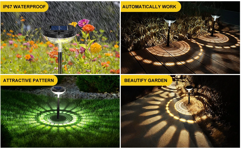 LED Solar Garden Light IP67 Outdoor Super Bright Walkway Yard Backyard Lawn Lamp Landscape Decorative