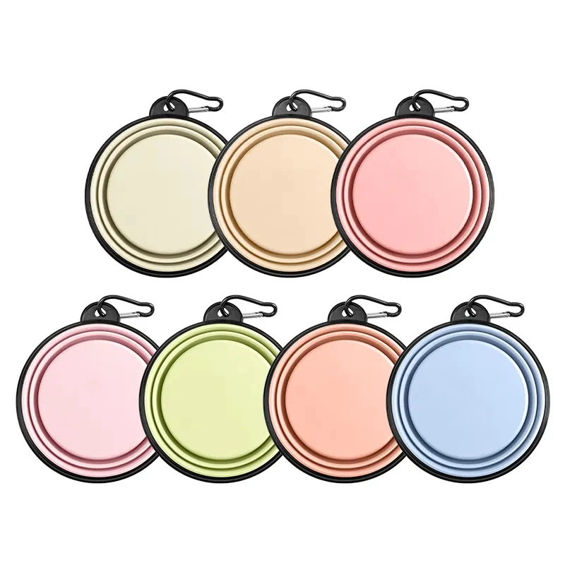 Wholesale Customize Macaron Color Portable Collapsible Silicone Dog Bowl Foldable Travel Pet Water Feeding Bowl