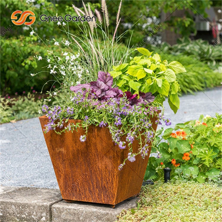 Garden Corten Steel Rusty Large Decorative Flower Pot
