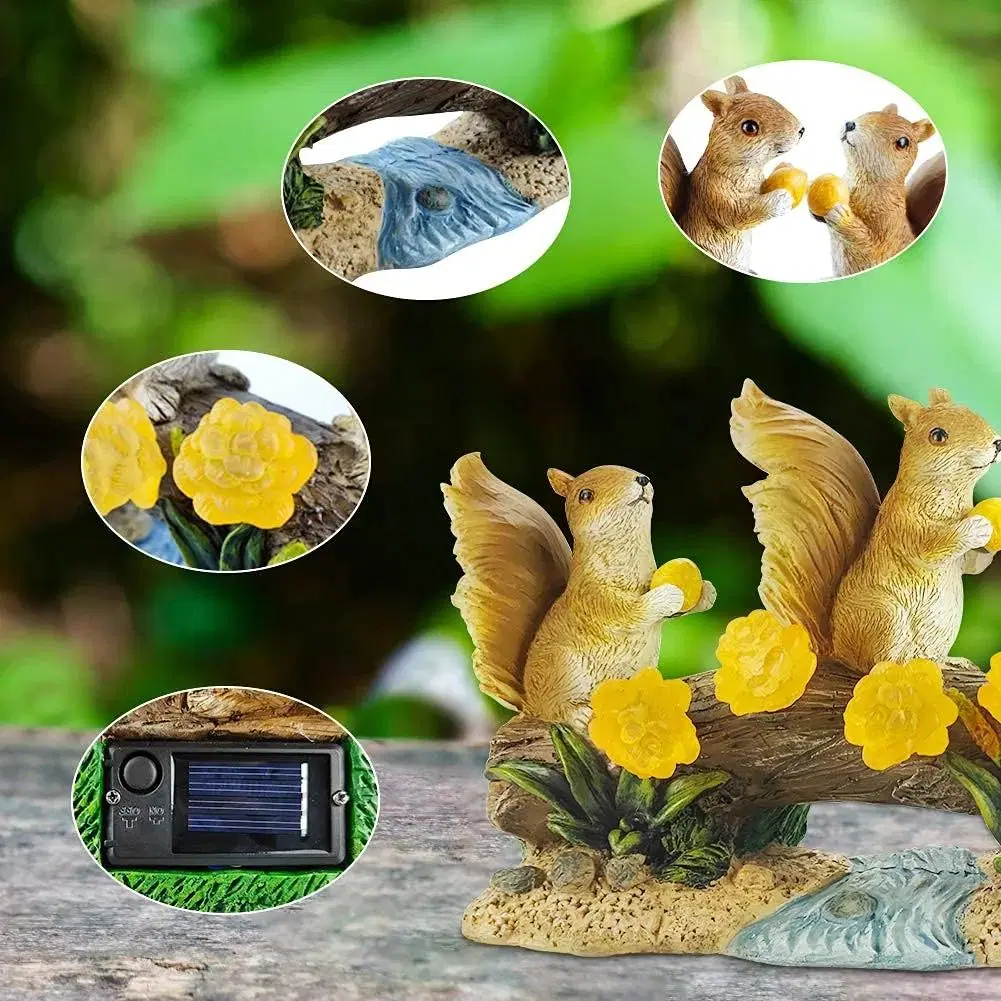 Garden Solar Squirrel Statue for Outdoor Decoration