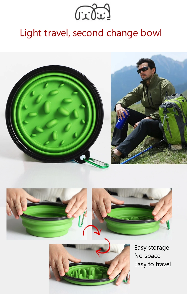 Portable Collapsible Pet Bowl Outdoor Eco-Friendly Pet Slow Feeder Dog Cat Bowl Travel Silicone Feeding Foldable Pet Bowl
